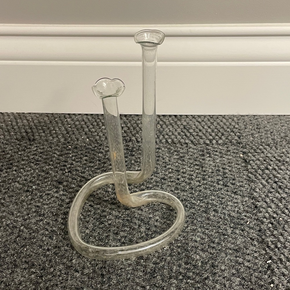 Clear Glass Heart-Shaped Candle Holder Bud Vase Delicate Thin